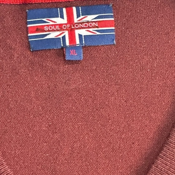 Soul Of London Burgundy V-Neck Sweater Size XL - Picture 3 of 7